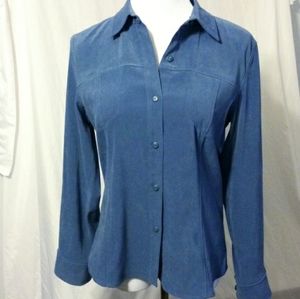 Talbots Stretch Blue Ultra Suede Top sz Sm